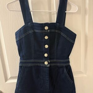Maeve Anthropologie Dark Blue Denim Romper